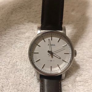 Jacqueline Stainless Steel Fossil Leather Watch
